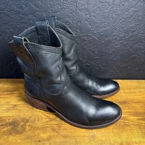 Frye‎ Carson Shortie 77031 Black Leather Western Ankle Boots Womens Size 6